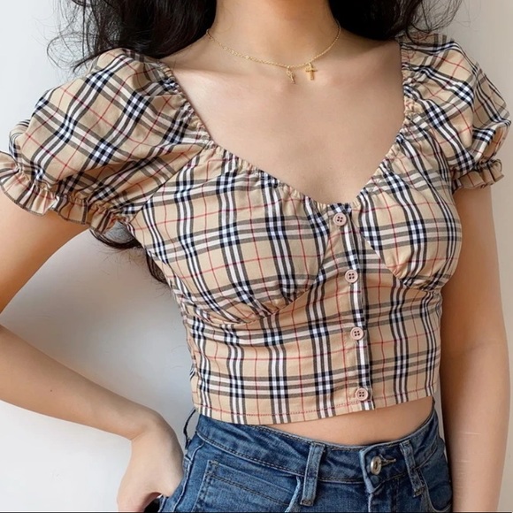 Nova check puff sleeve top - Picture 3 of 3